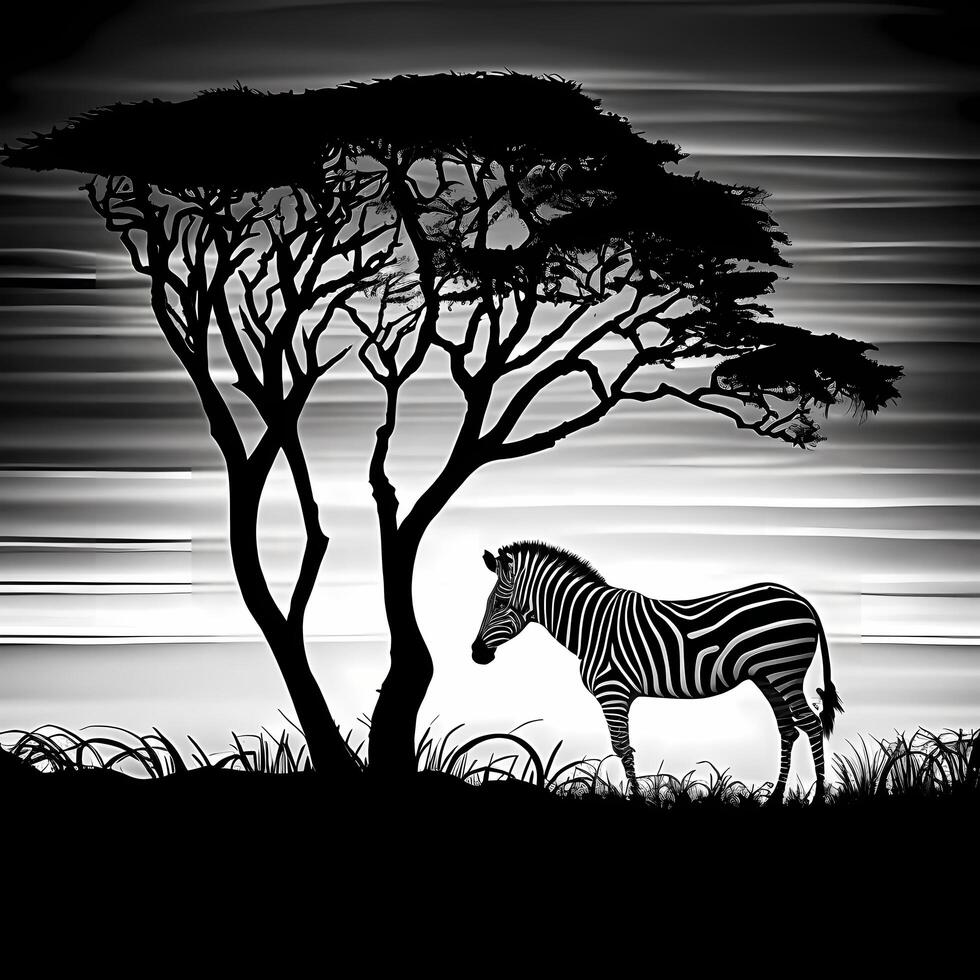 zebra silhouette AI Generated photo