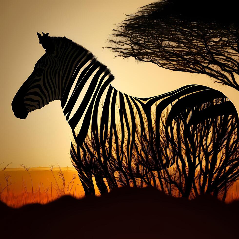 zebra silhouette AI Generated photo