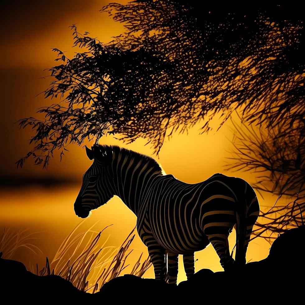 zebra silhouette AI Generated photo