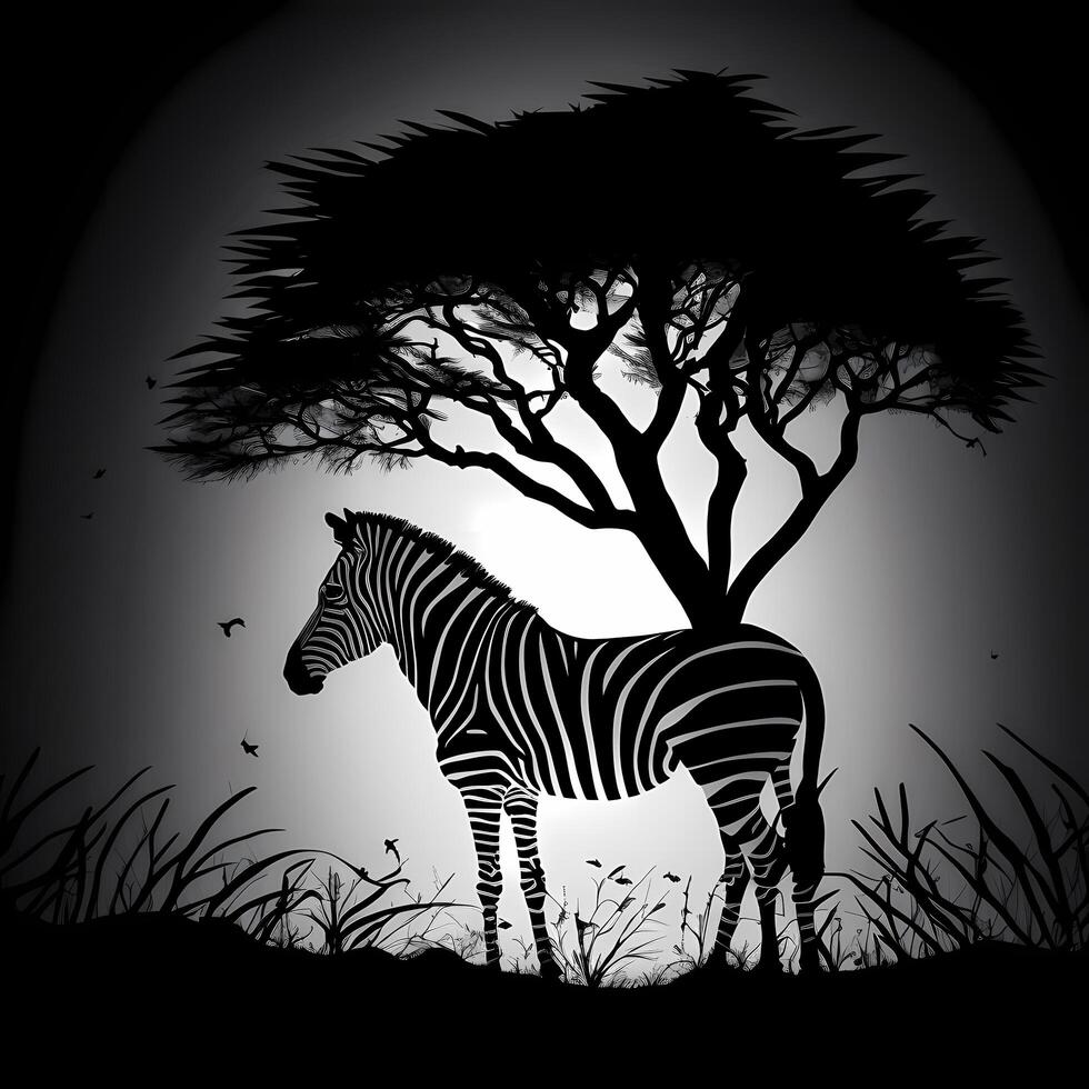 zebra silhouette AI Generated photo