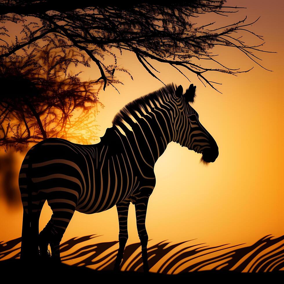 zebra silhouette AI Generated photo