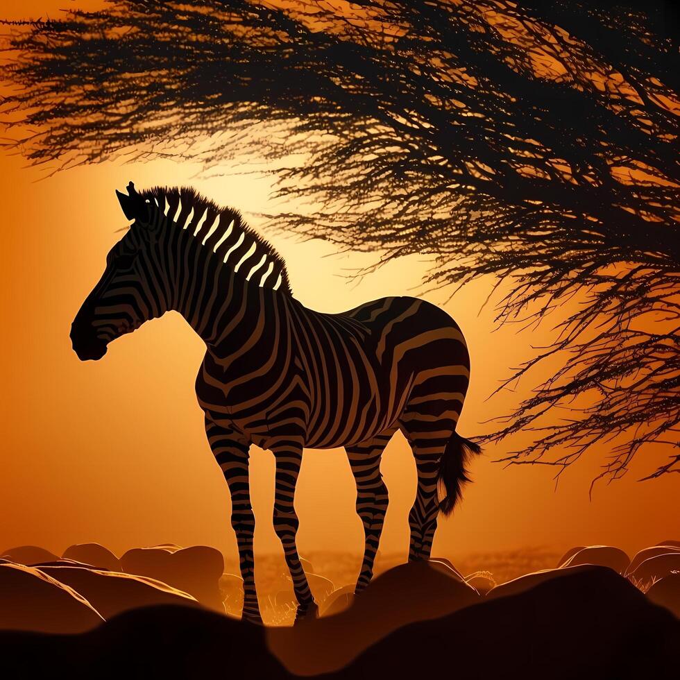 zebra silhouette AI Generated photo