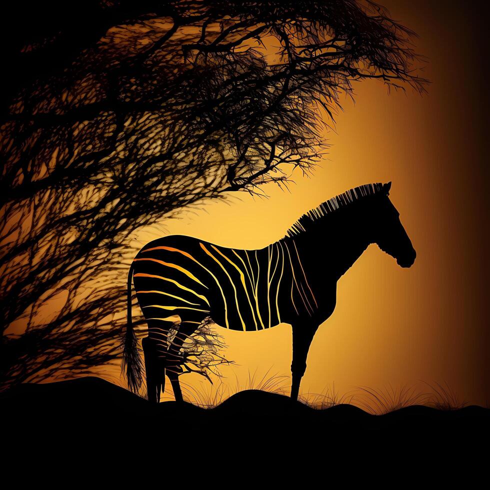 zebra silhouette AI Generated photo