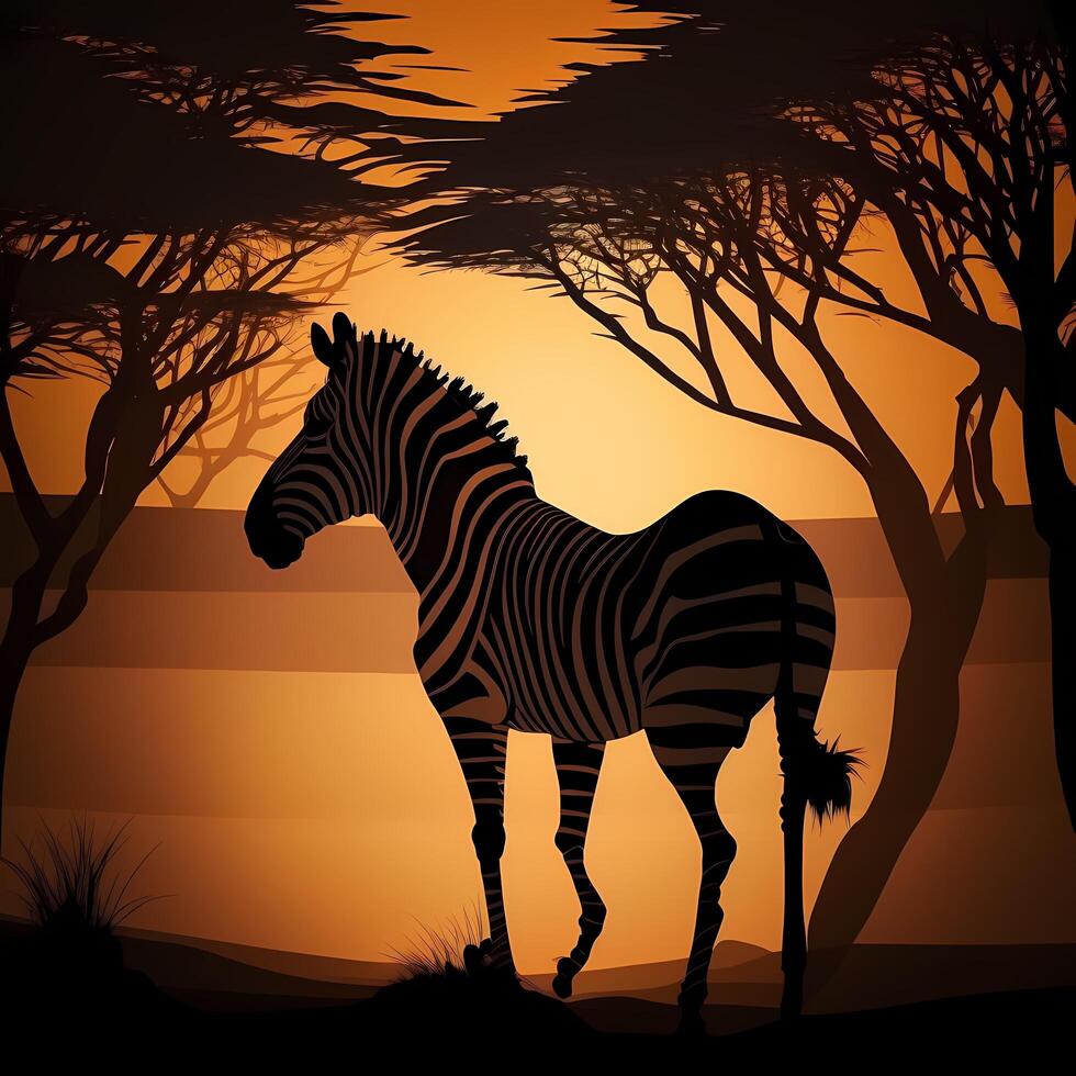 zebra silhouette AI Generated photo