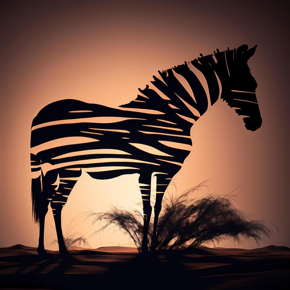 zebra silhouette AI Generated photo