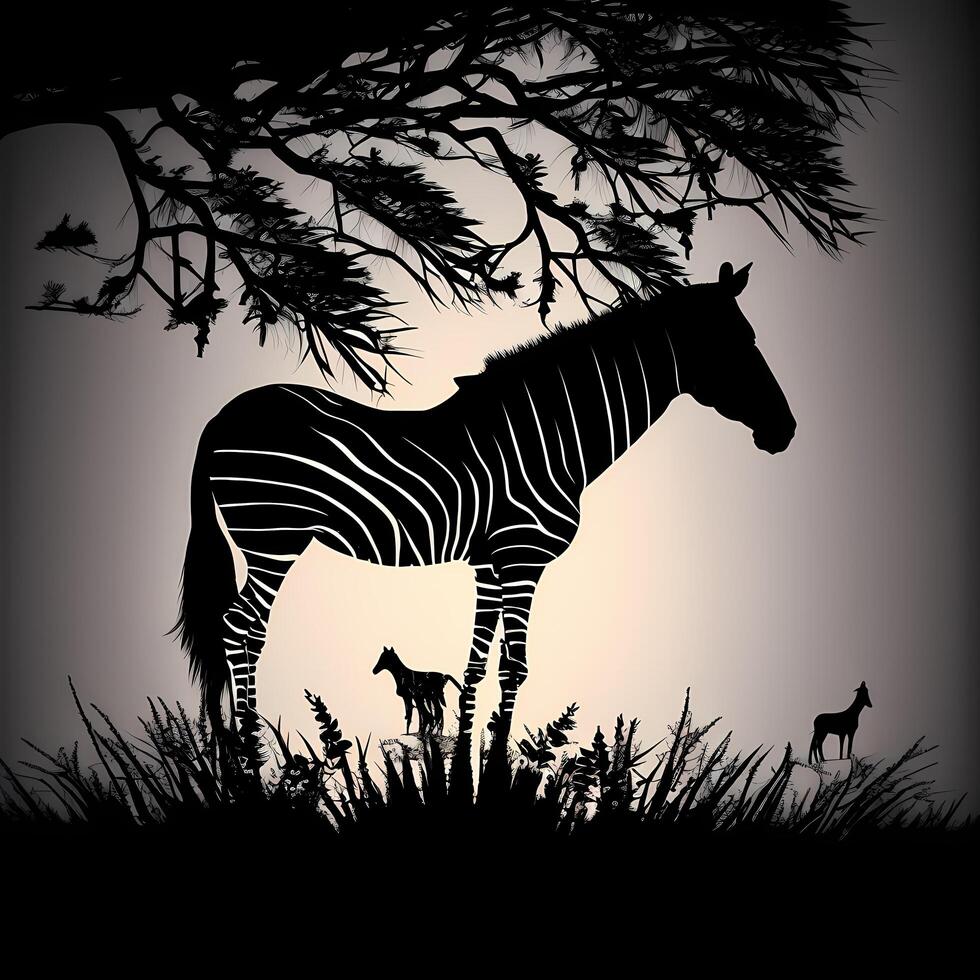 zebra silhouette aesthetic photo