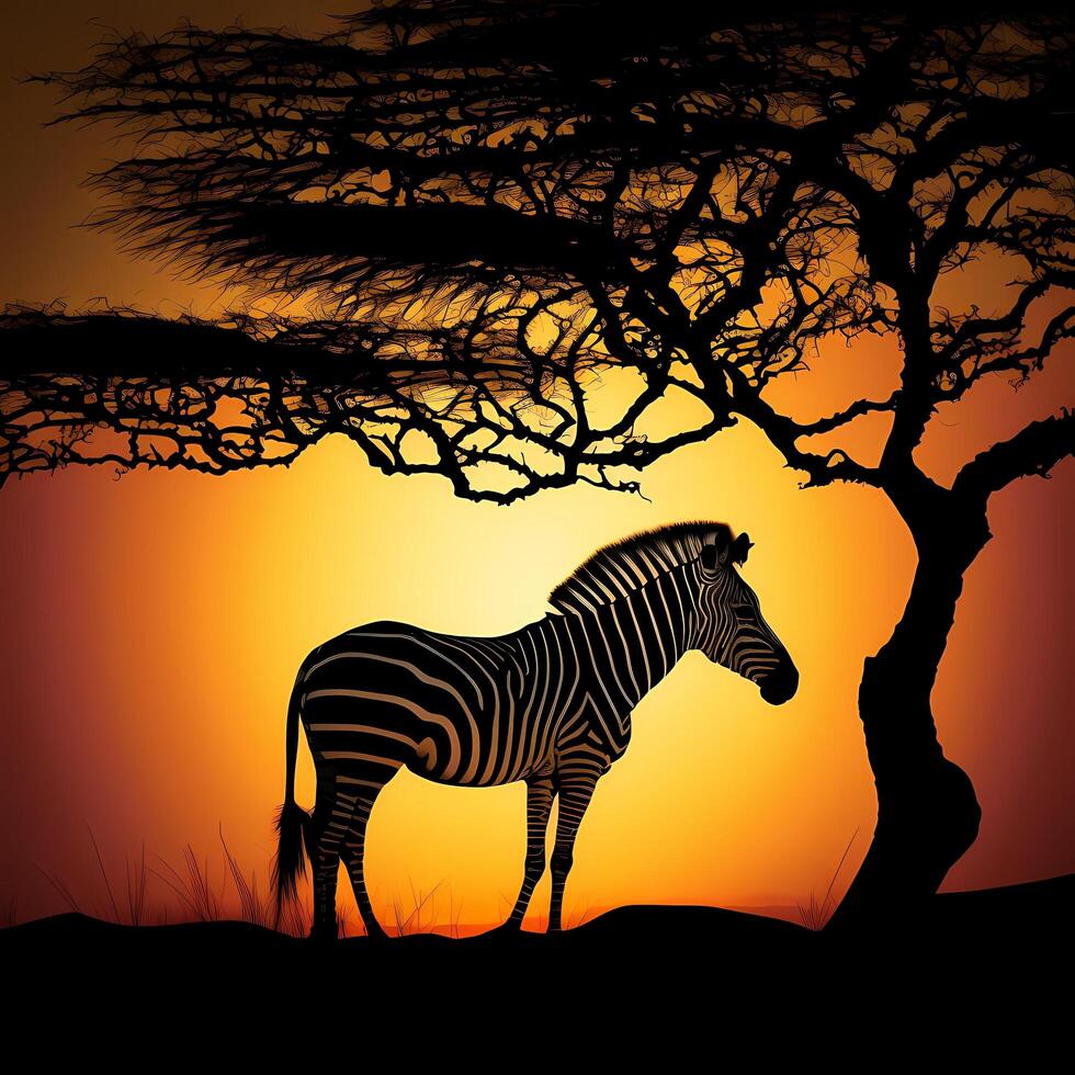 zebra silhouette AI Generated photo