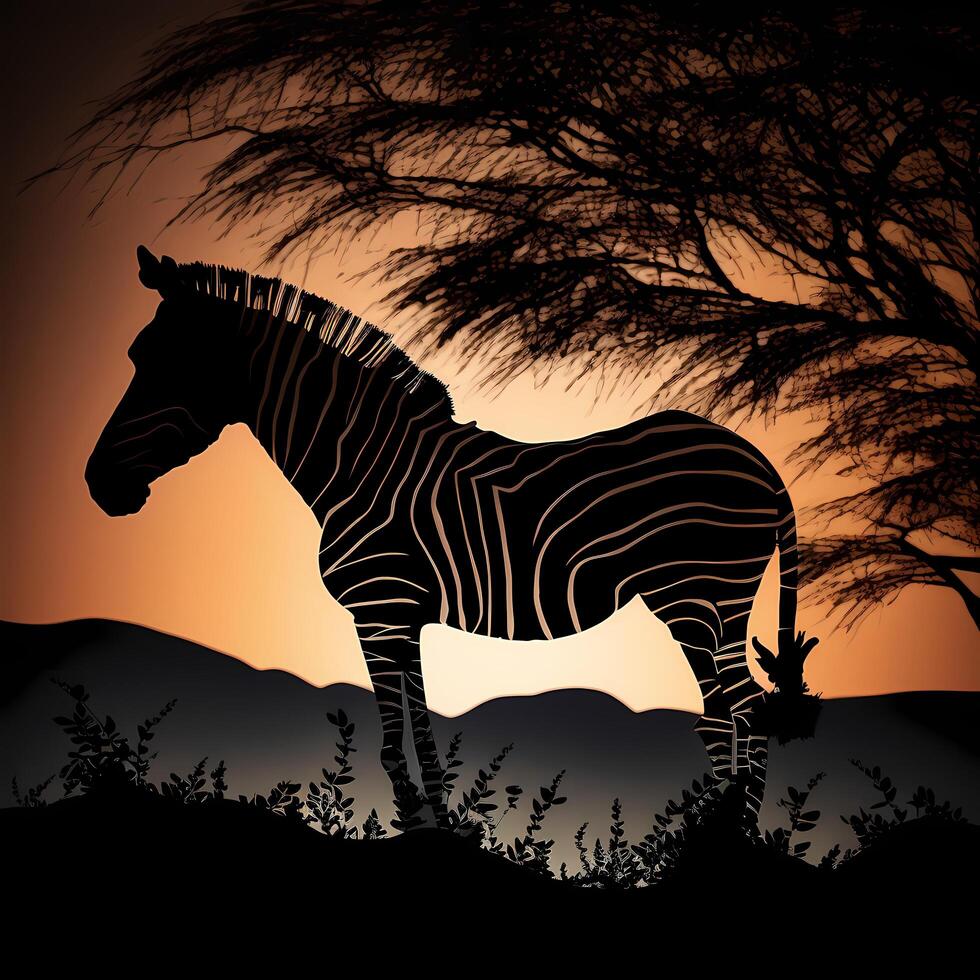 zebra silhouette aesthetic photo