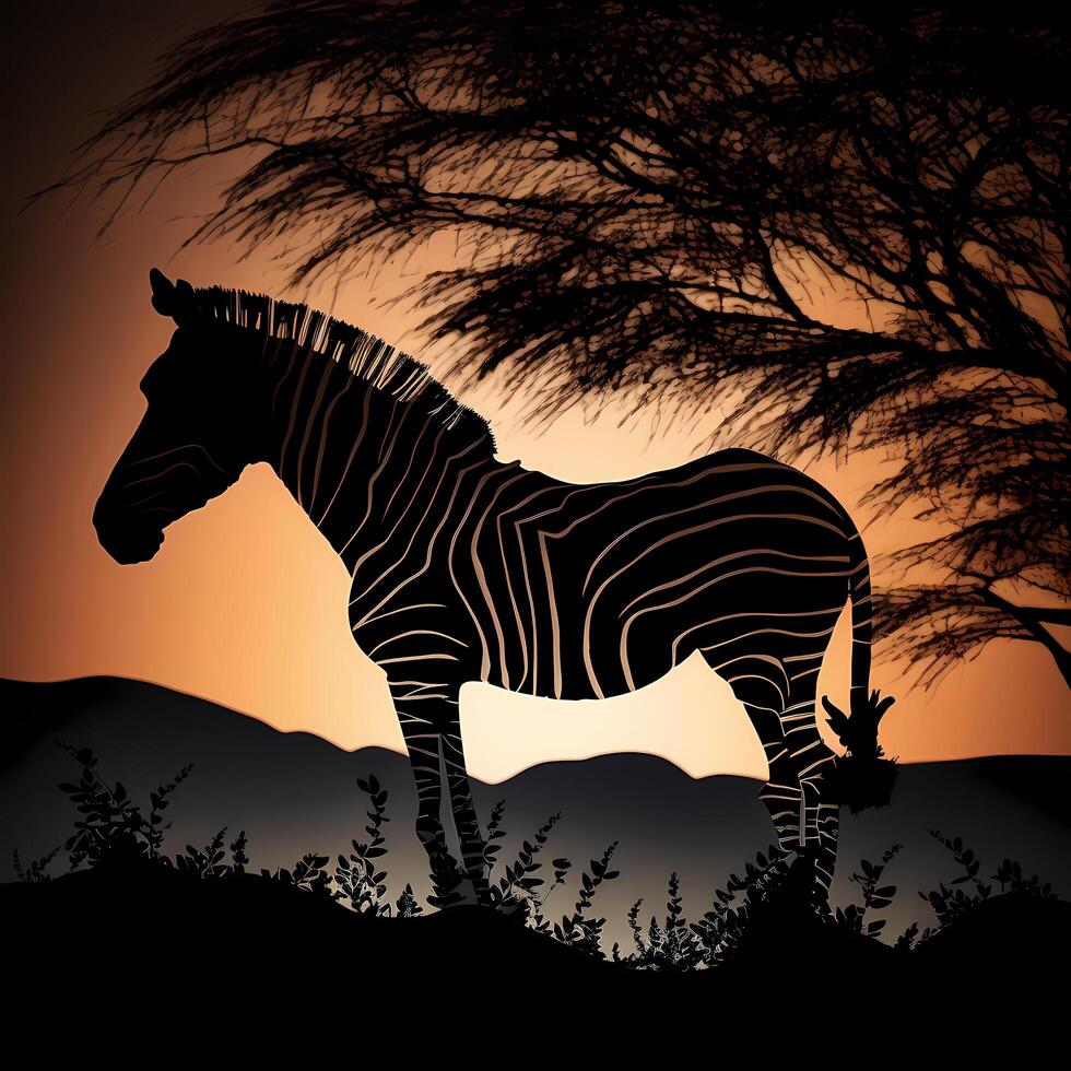 zebra silhouette AI Generated photo