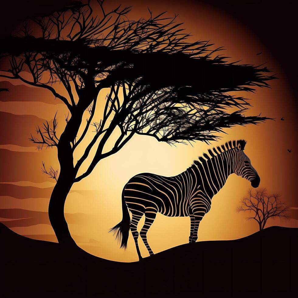 zebra silhouette AI Generated photo