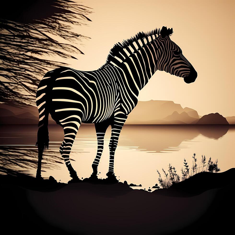 zebra silhouette AI Generated photo