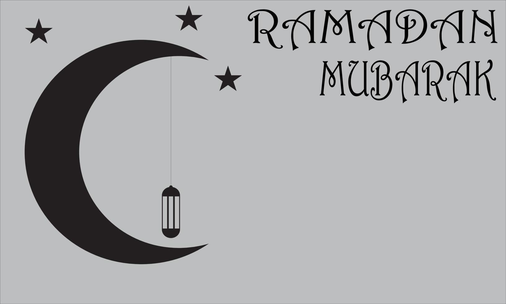 Ramadan greeting with moon and stars on gray background vector