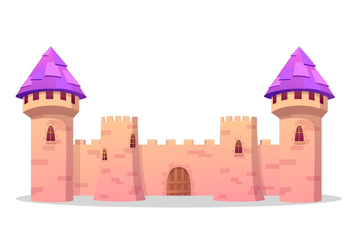 Cartoon Fortress Medieval Stone Castle Illustration vector