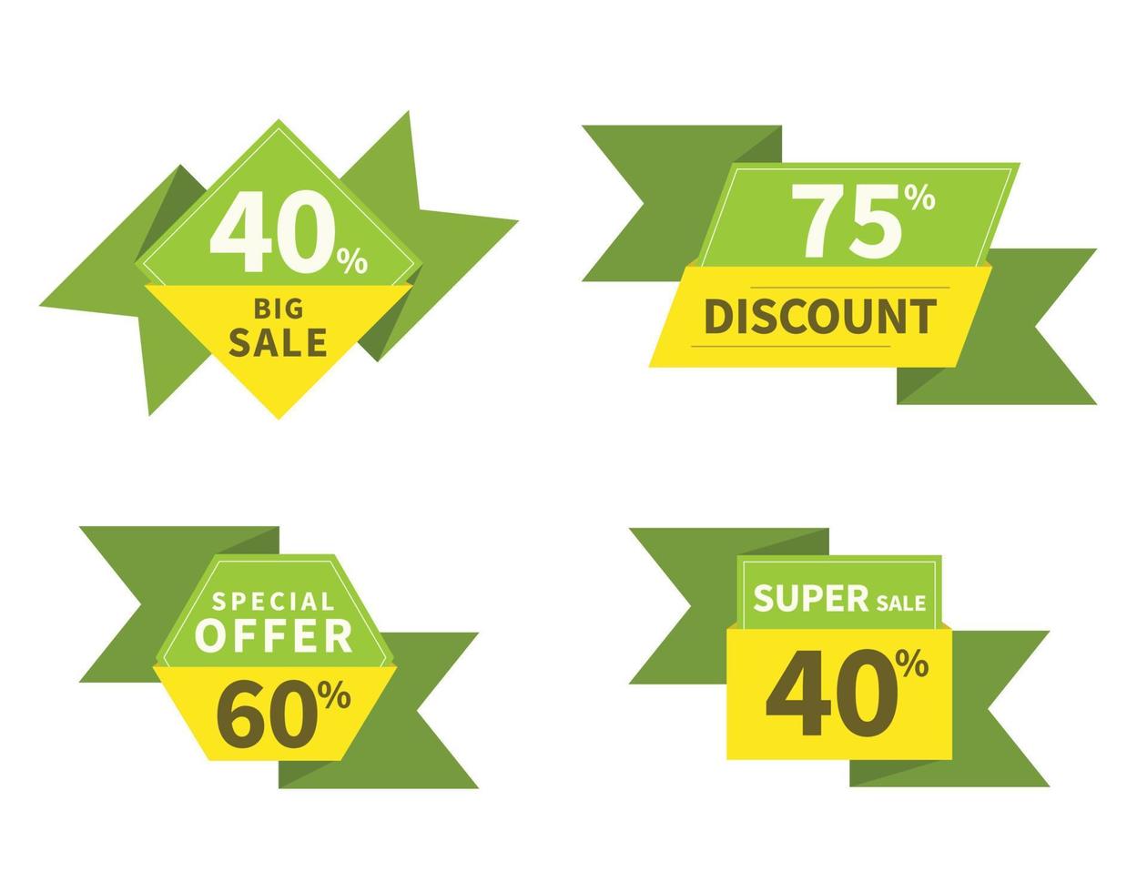 Green ribbon flat banner set Free Vector