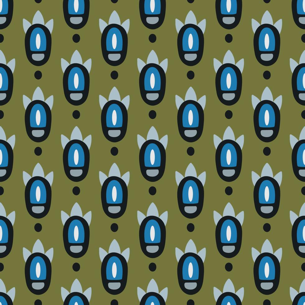Vector seamless pattern with traditional Asian eye and paw ornament.