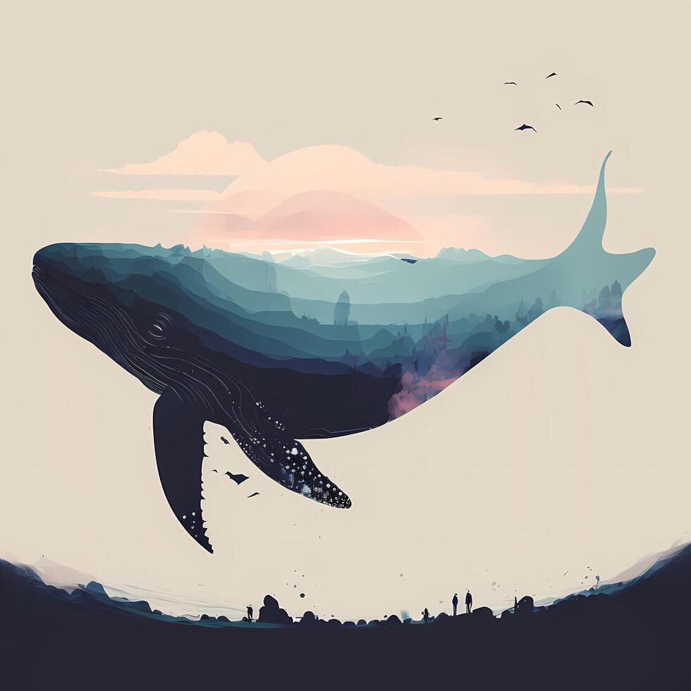 whale silhouette aesthetic photo
