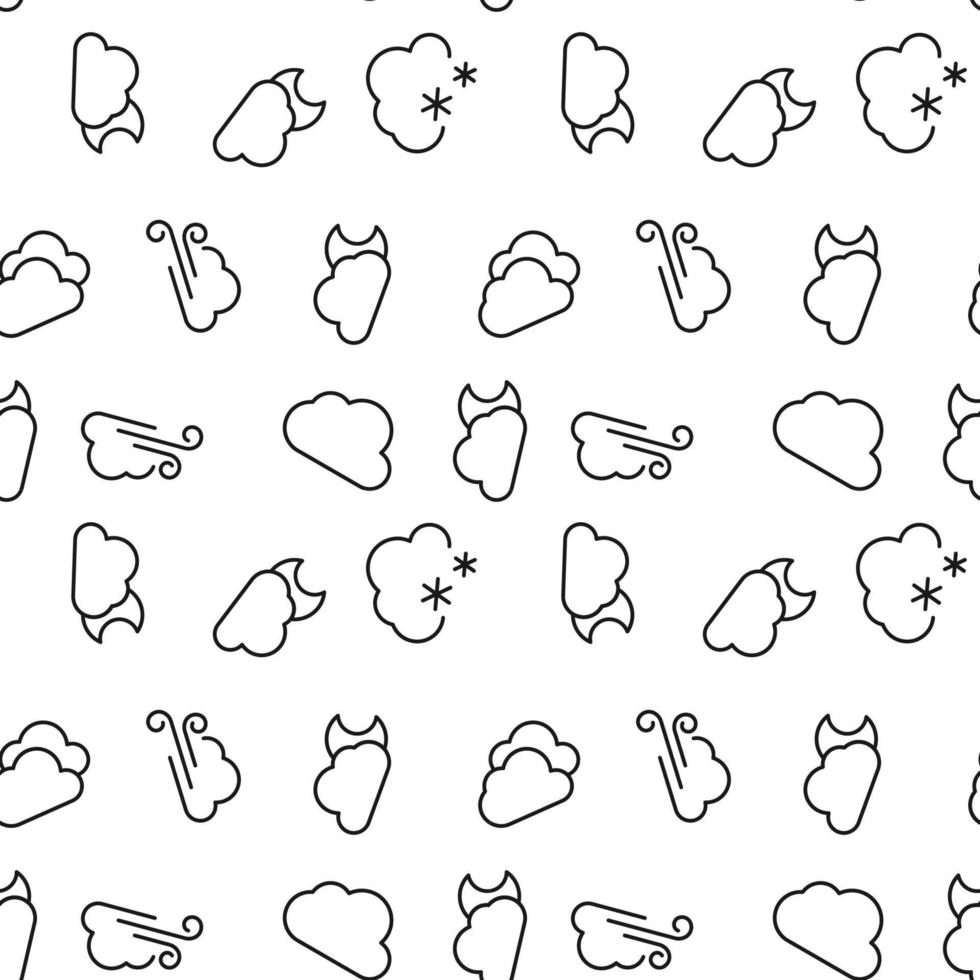Seamless monochrome repeating pattern of wind, snow, The Moon vector