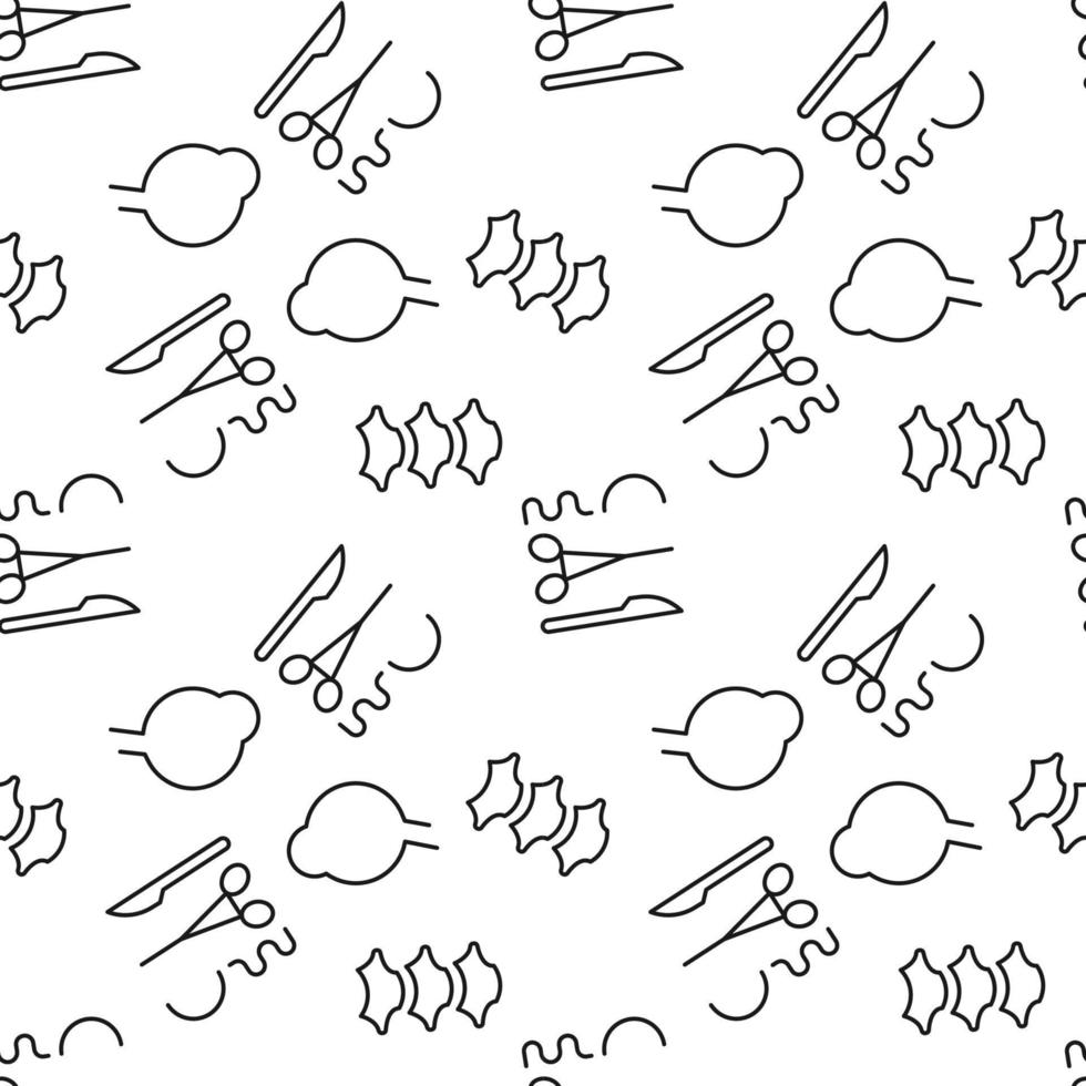 Seamless pattern of spinal cord, eye ball, surgery tools. Suitable for shops, web sites and applications, media, backgrounds vector