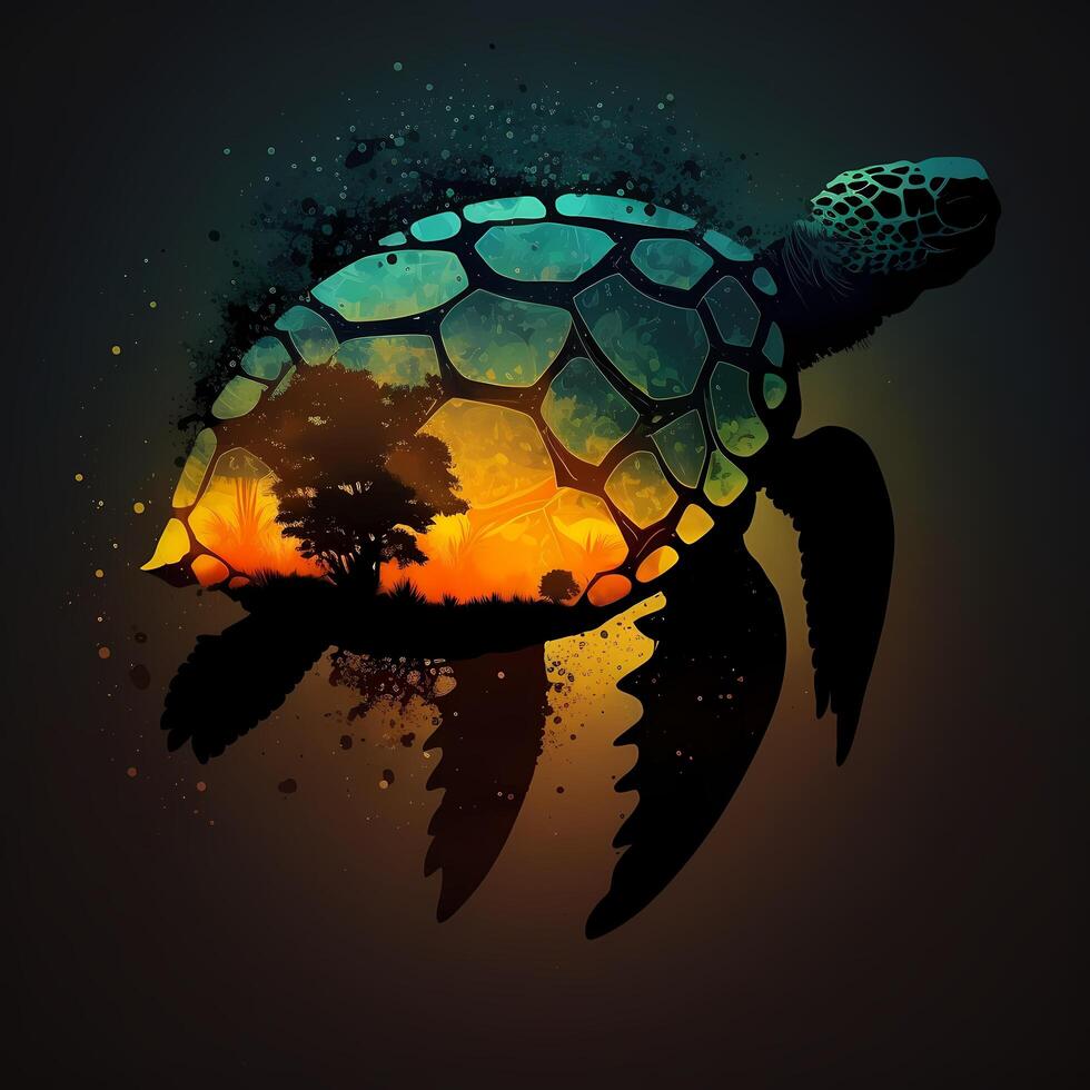 turtle silhouette aesthetic photo
