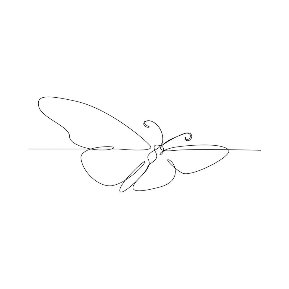 Continuous line art or one line butterfly drawing for vector illustration, insects in spring. flying butterfly concept