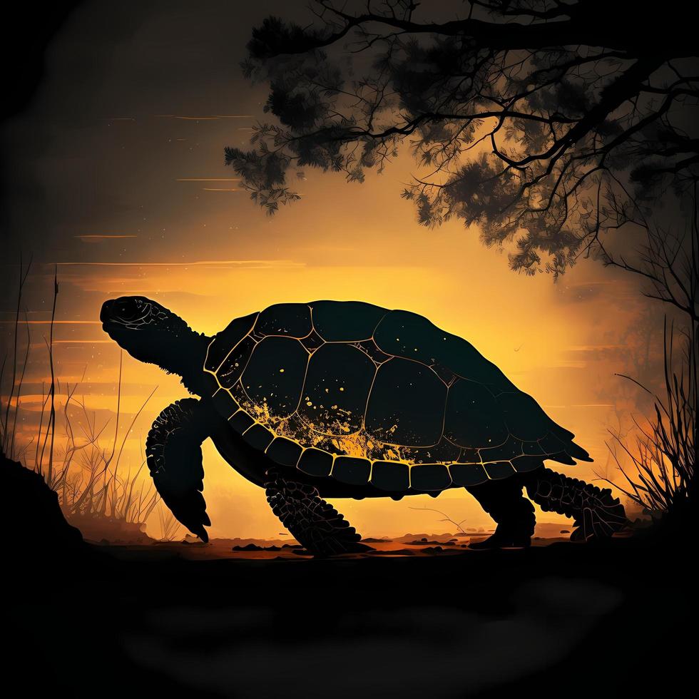 turtle silhouette AI Generated photo