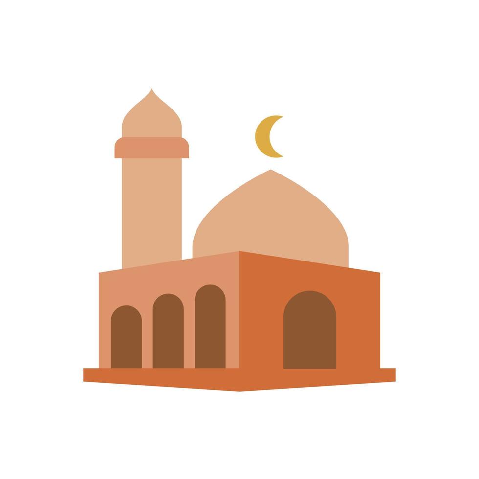 Cute masjid sticker icon vector