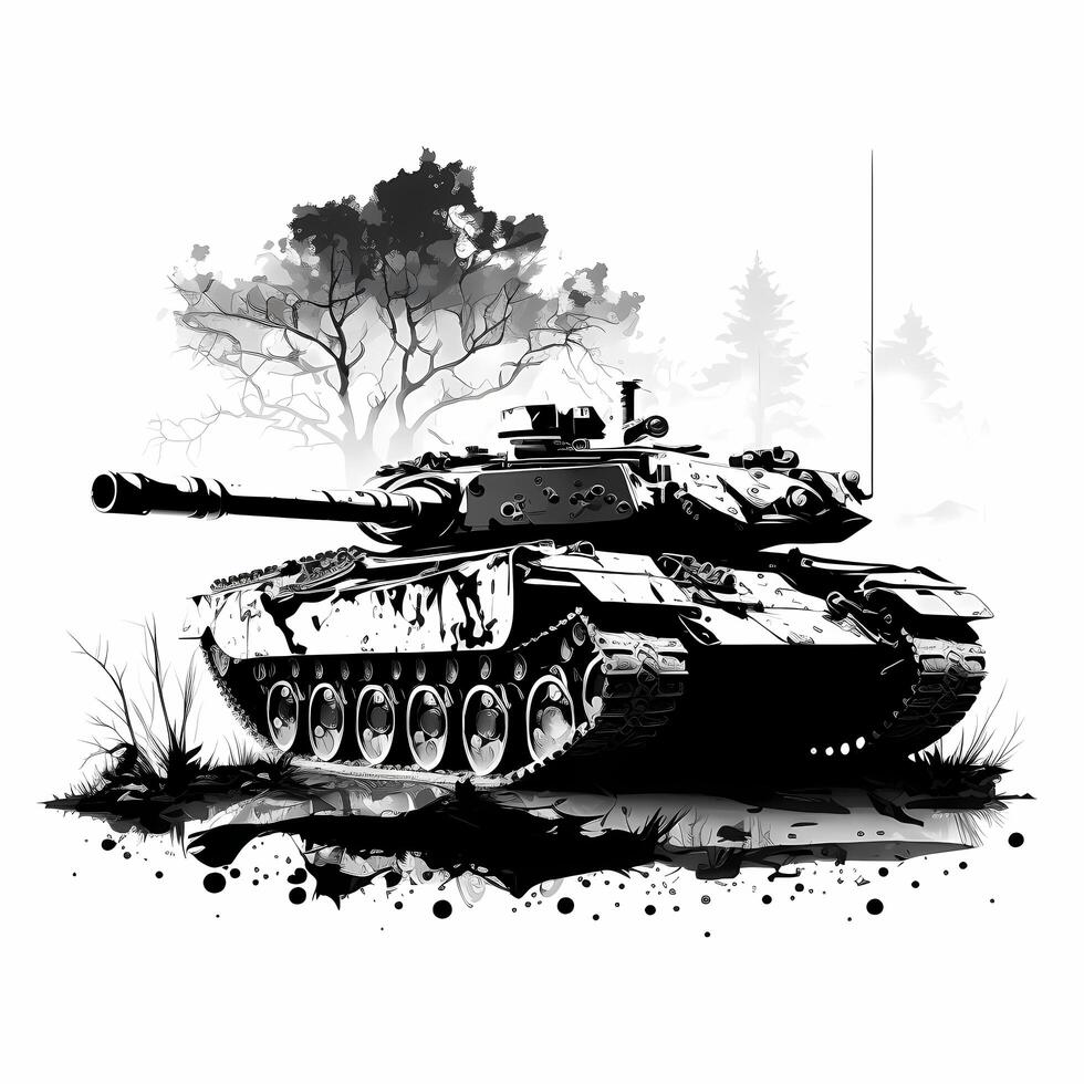 tank black and white photo