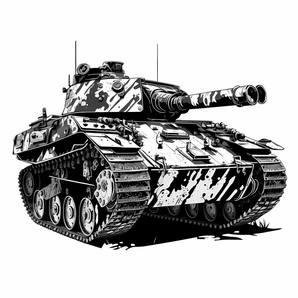 tank black and white photo