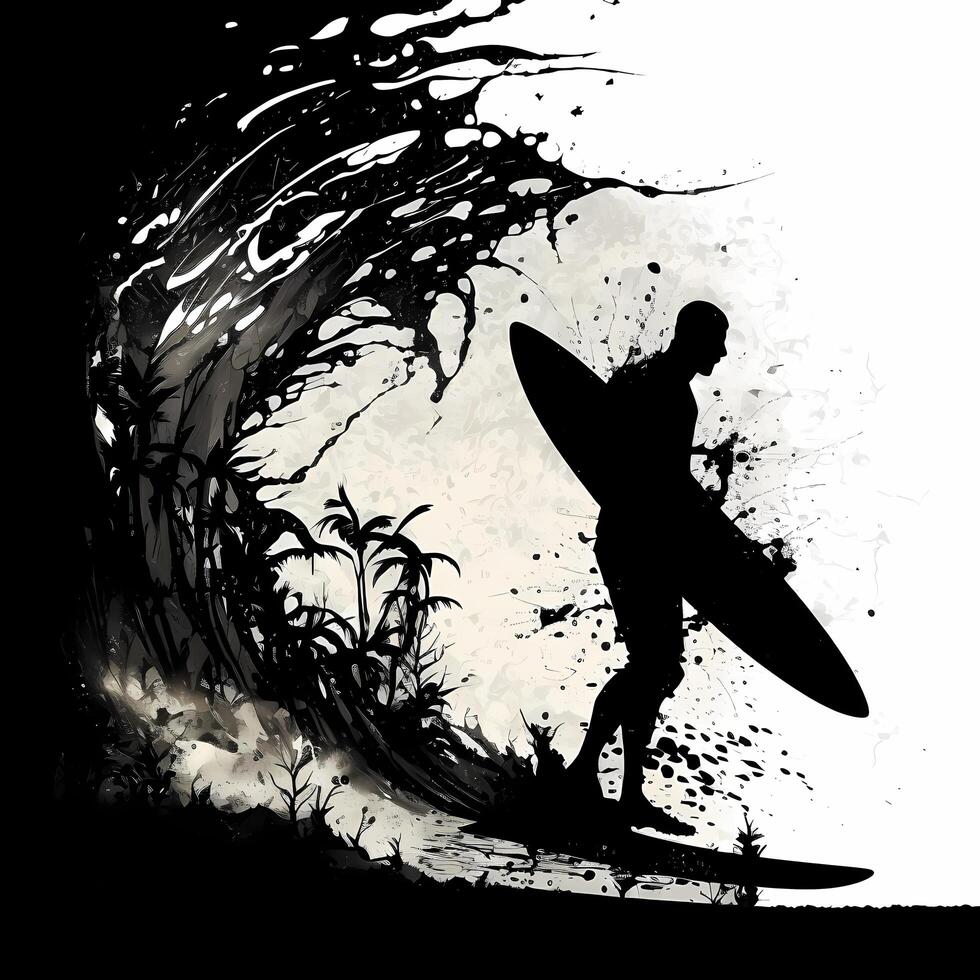 surfer silhouette AI Generated photo