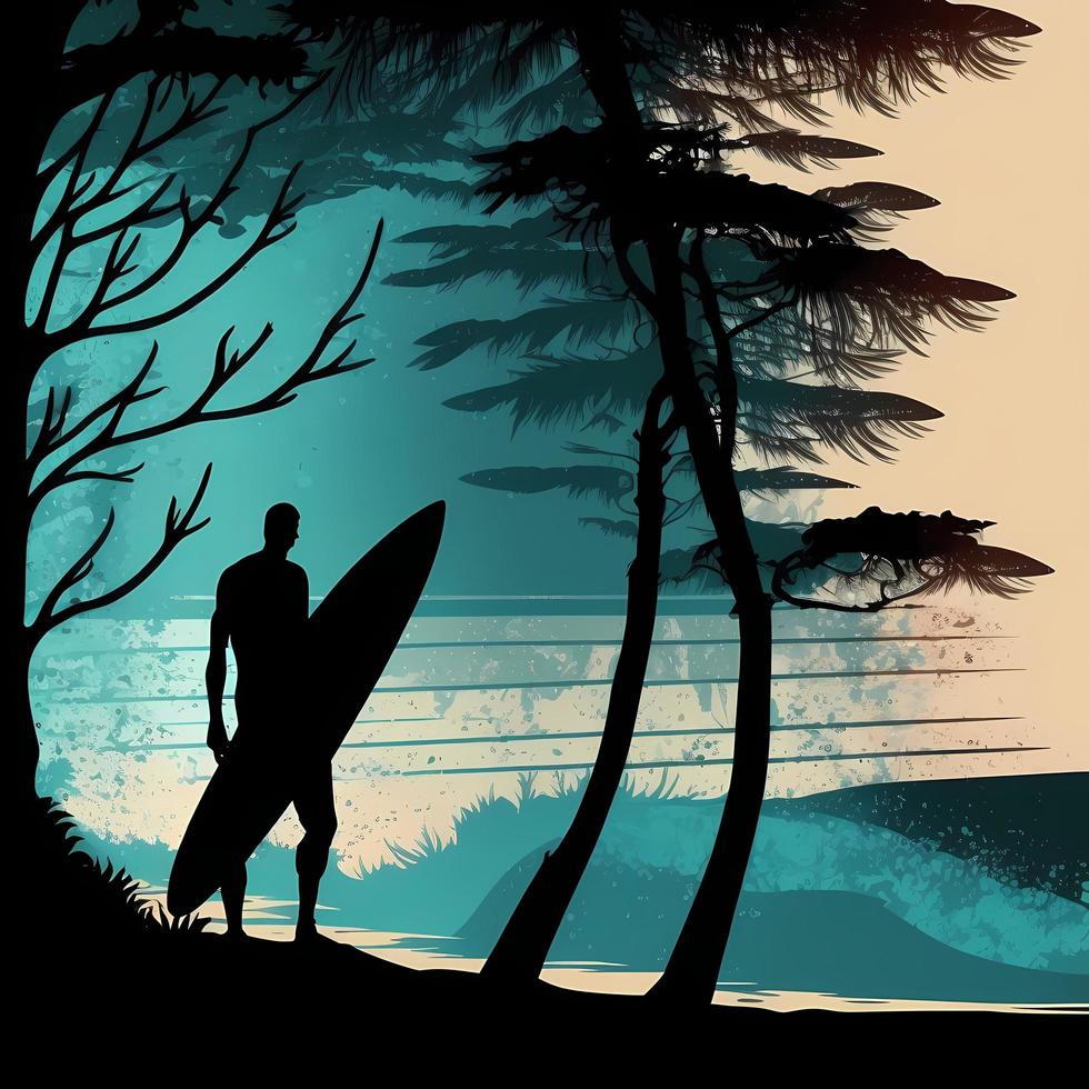 surfer silhouette AI Generated photo