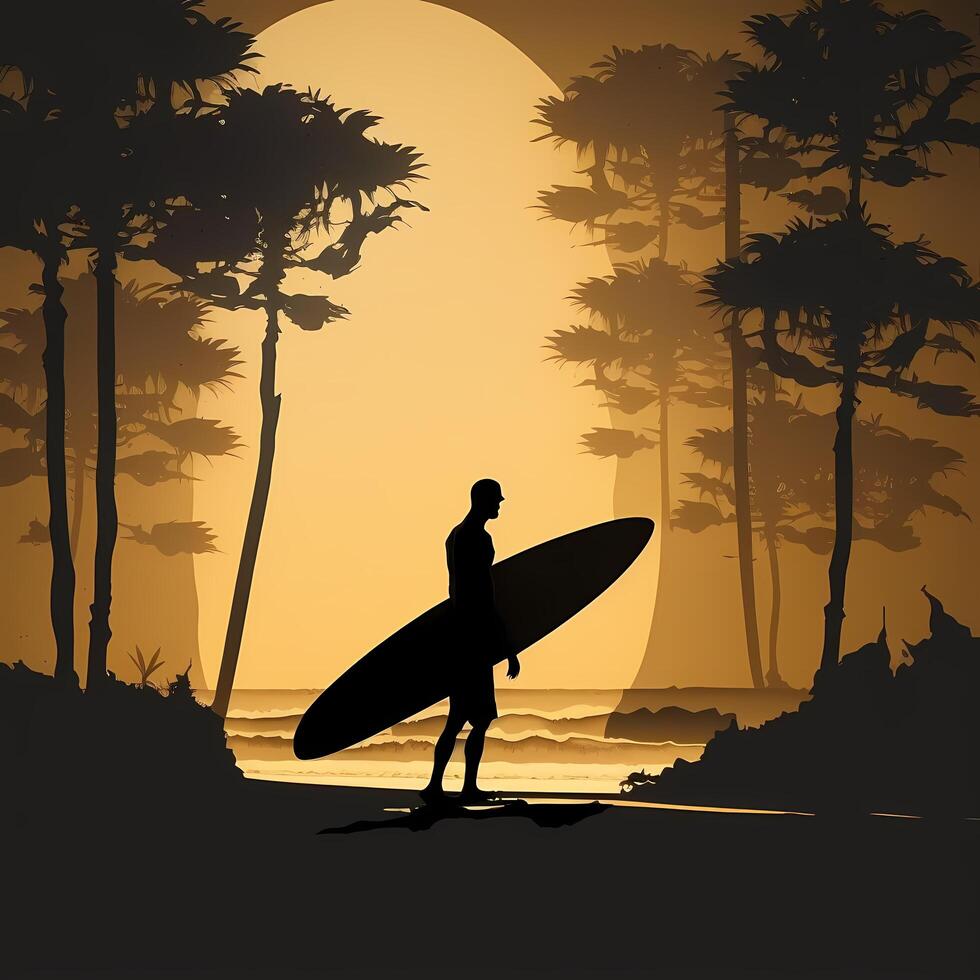 surfer silhouette AI Generated photo