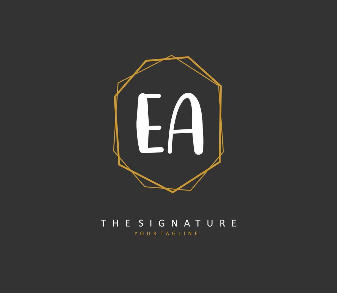 E A EA Initial letter handwriting and  signature logo. A concept handwriting initial logo with template element. vector