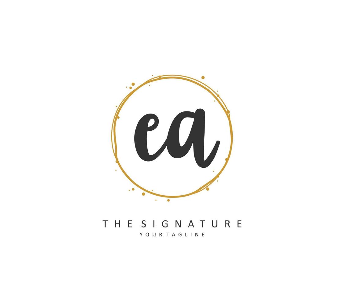 E A EA Initial letter handwriting and  signature logo. A concept handwriting initial logo with template element. vector