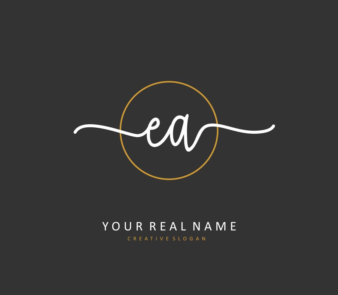 E A EA Initial letter handwriting and  signature logo. A concept handwriting initial logo with template element. vector