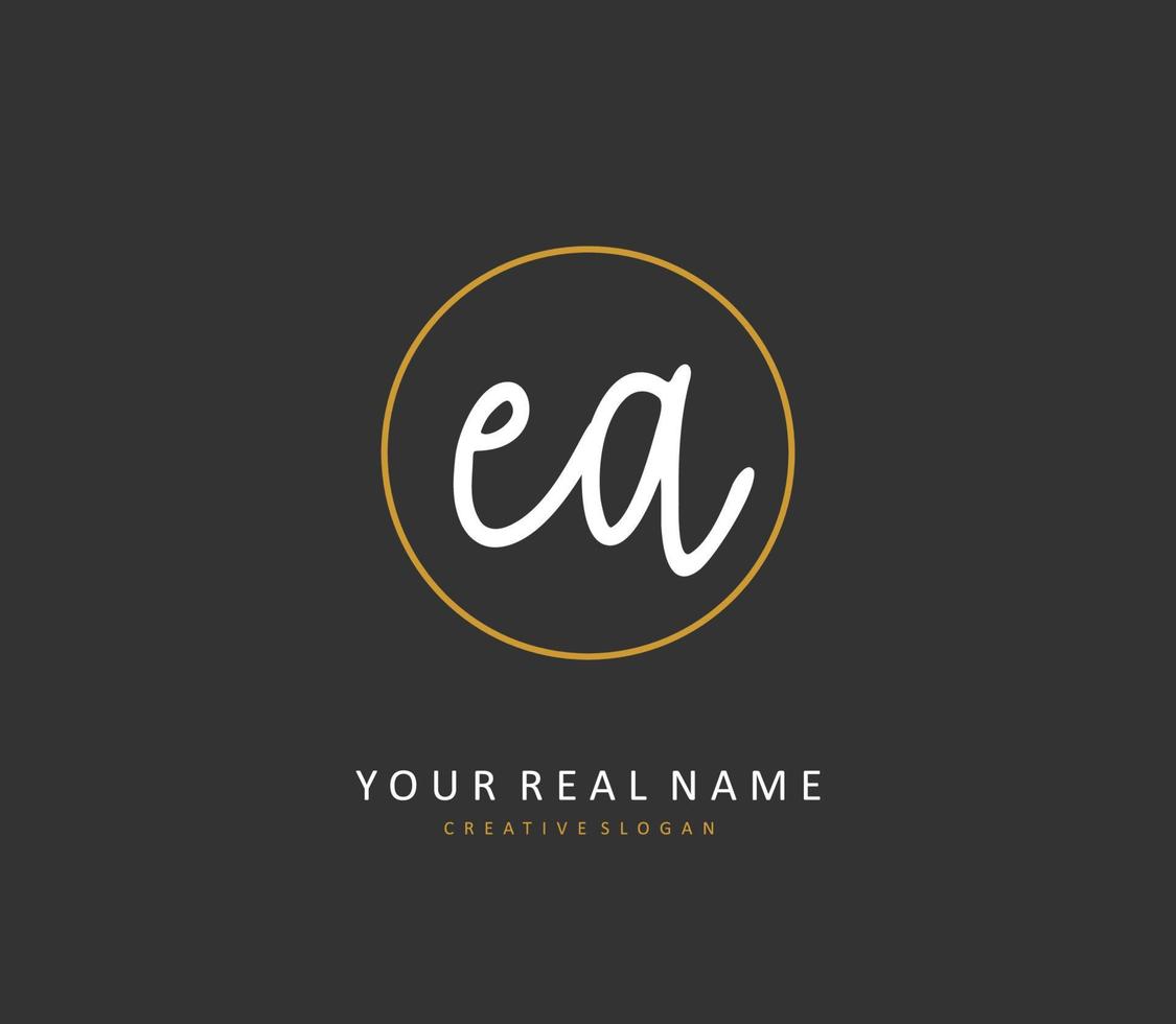 E A EA Initial letter handwriting and  signature logo. A concept handwriting initial logo with template element. vector