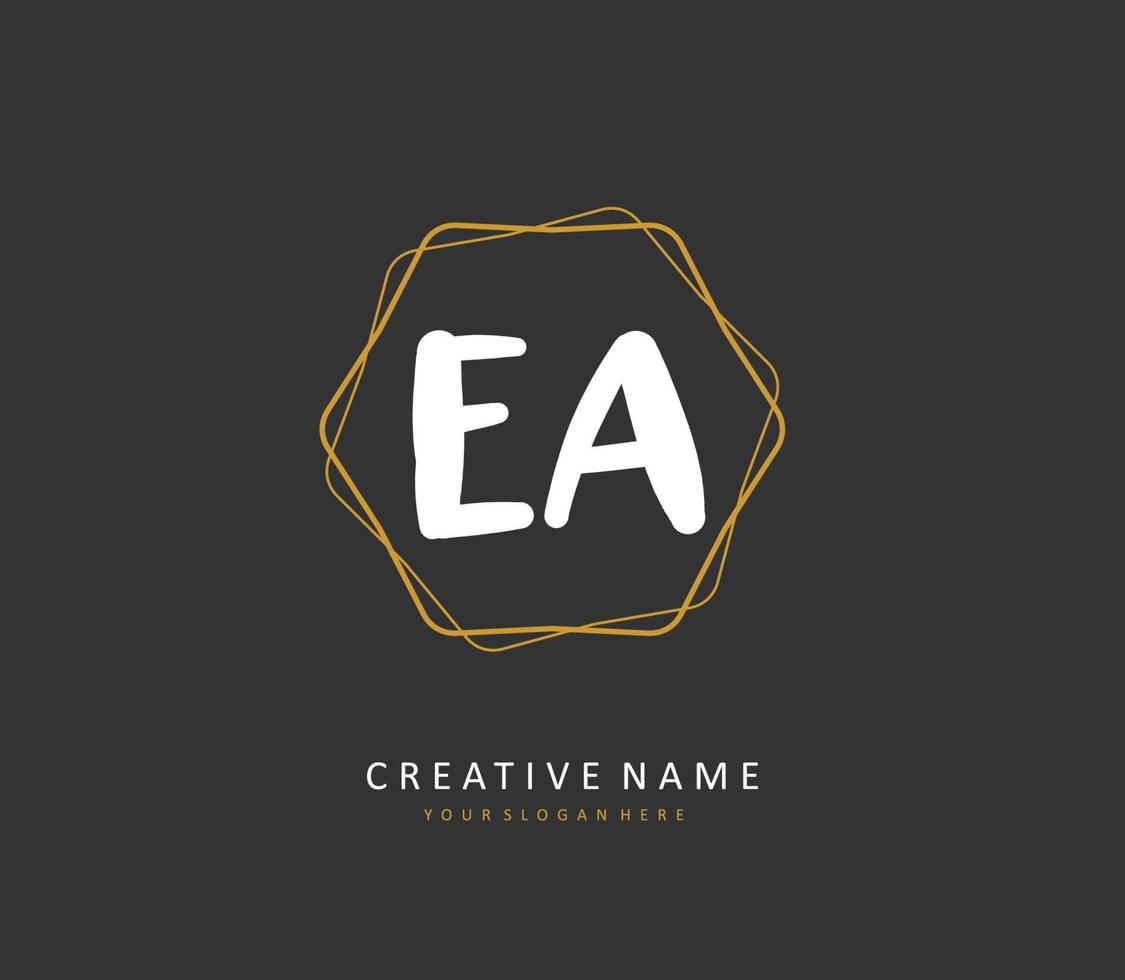 E A EA Initial letter handwriting and  signature logo. A concept handwriting initial logo with template element. vector