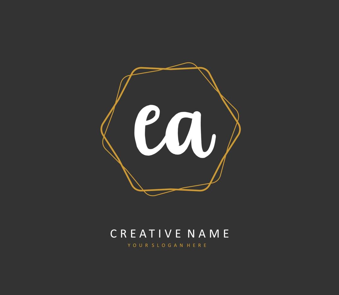 E A EA Initial letter handwriting and  signature logo. A concept handwriting initial logo with template element. vector