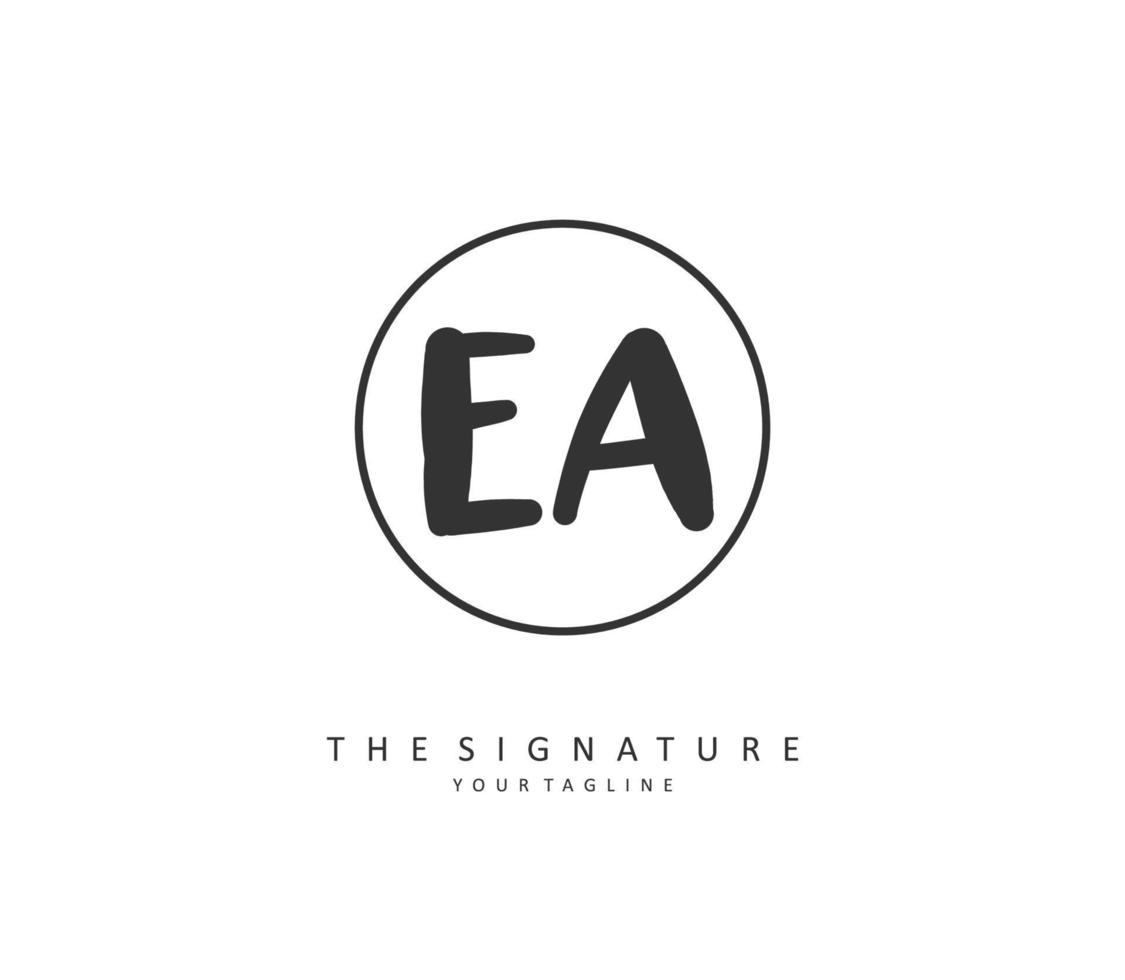 E A EA Initial letter handwriting and  signature logo. A concept handwriting initial logo with template element. vector