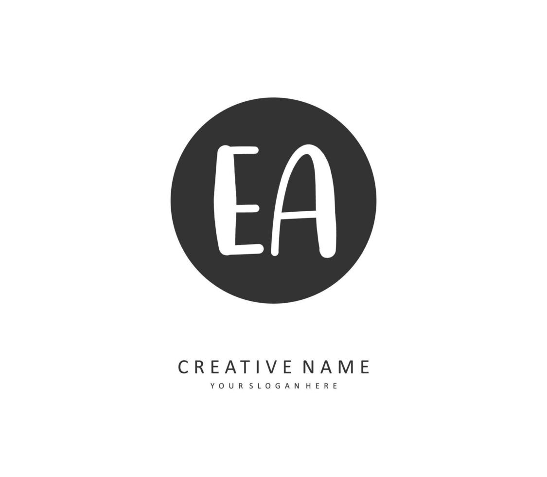 E A EA Initial letter handwriting and  signature logo. A concept handwriting initial logo with template element. vector