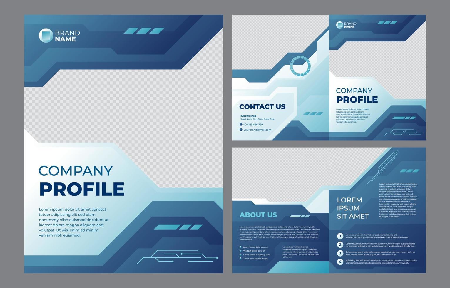 Blue Technology Company Profile Template vector