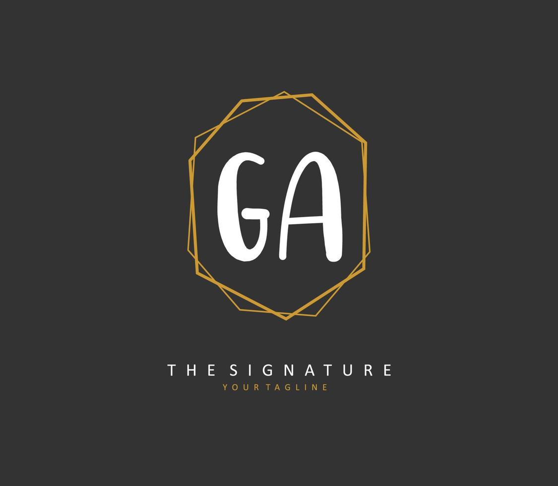 G A GA Initial letter handwriting and  signature logo. A concept handwriting initial logo with template element. vector