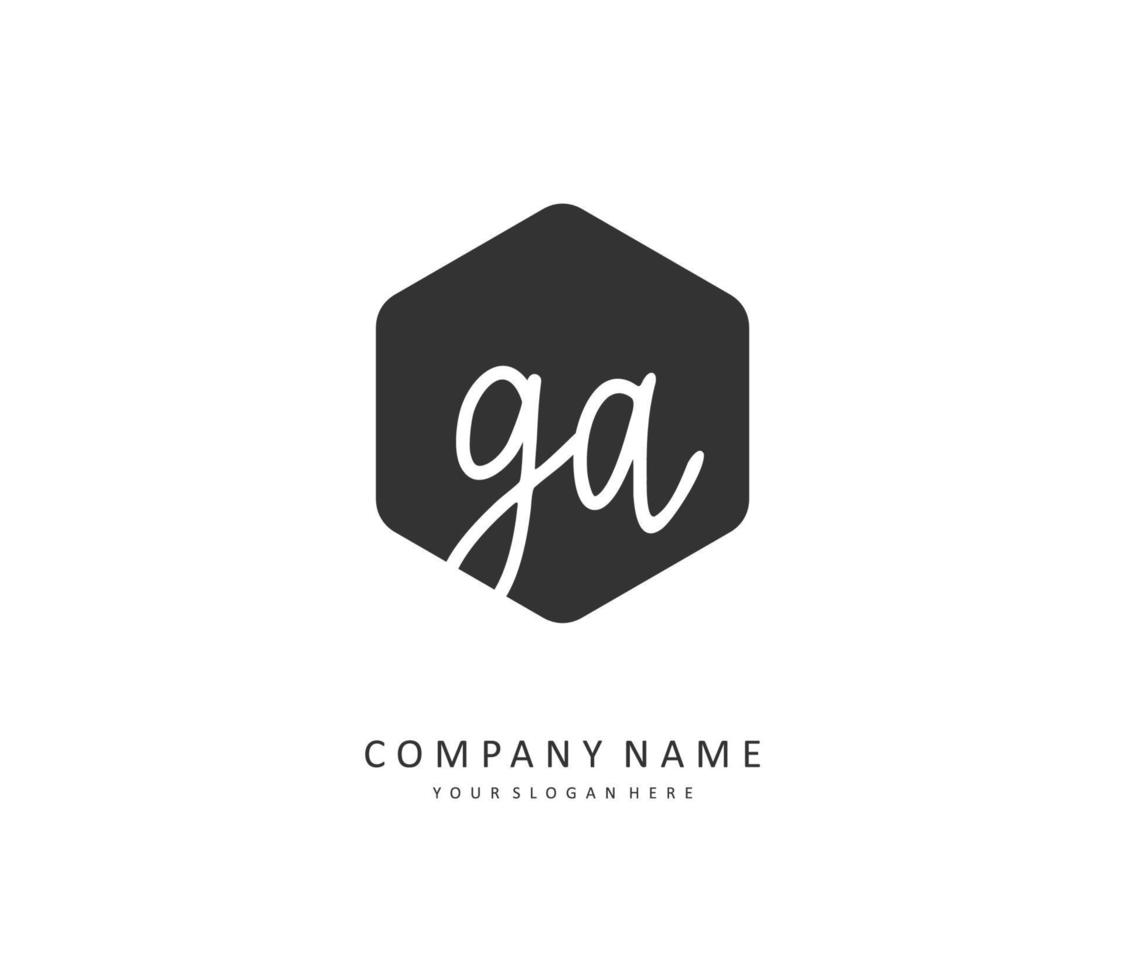 G A GA Initial letter handwriting and  signature logo. A concept handwriting initial logo with template element. vector