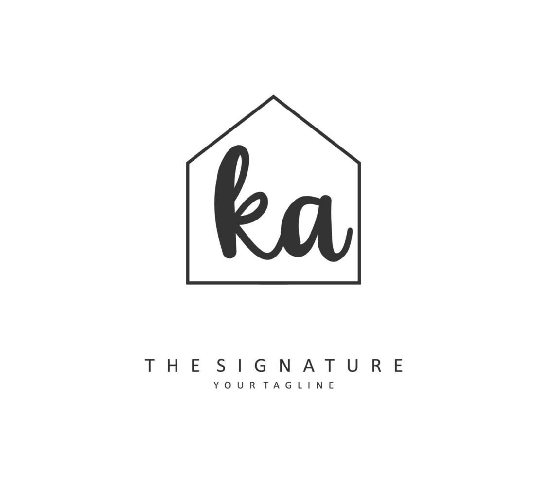 K A KA Initial letter handwriting and  signature logo. A concept handwriting initial logo with template element. vector