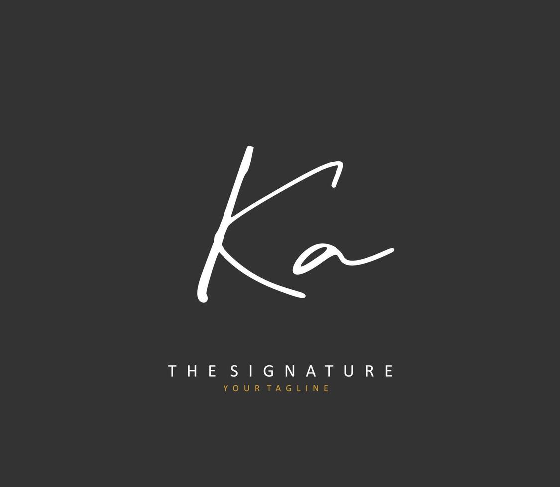 K A KA Initial letter handwriting and  signature logo. A concept handwriting initial logo with template element. vector