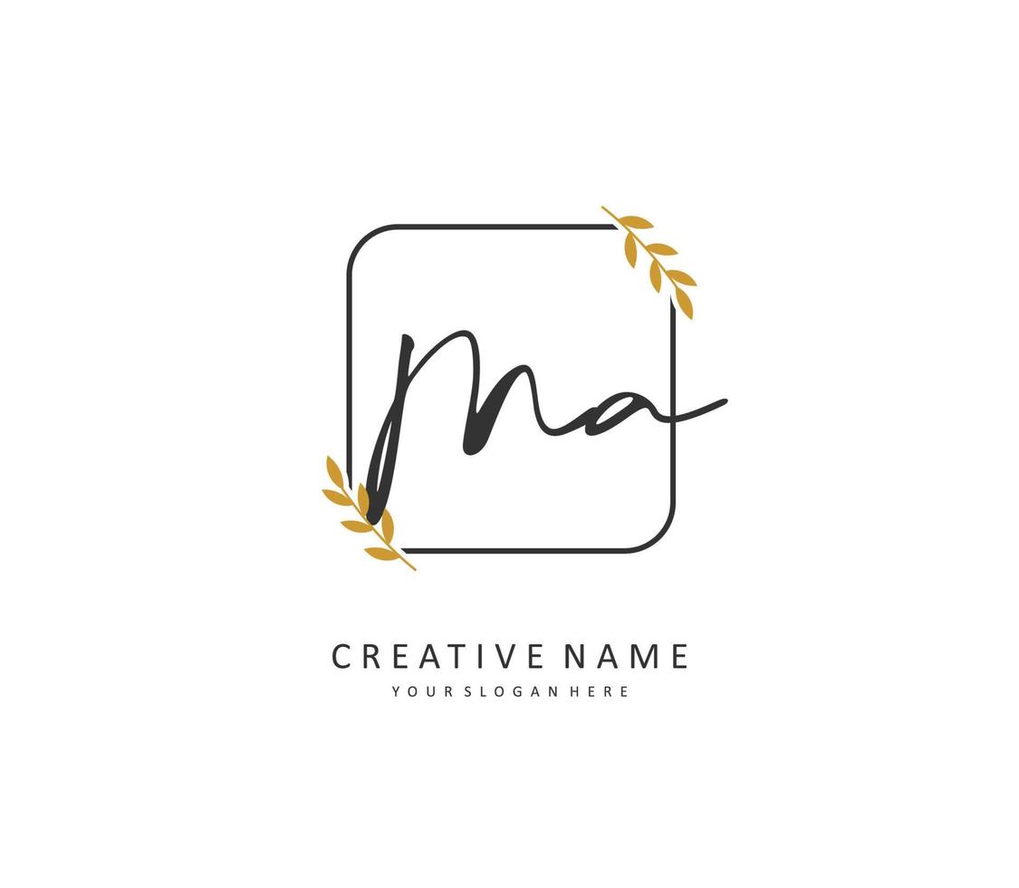 M A MA Initial letter handwriting and  signature logo. A concept handwriting initial logo with template element. vector