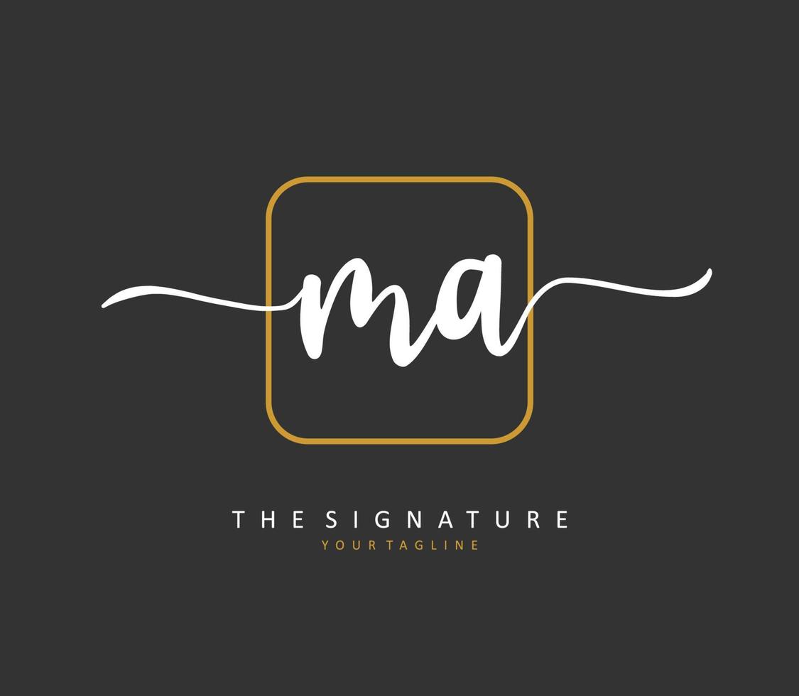 M A MA Initial letter handwriting and  signature logo. A concept handwriting initial logo with template element. vector