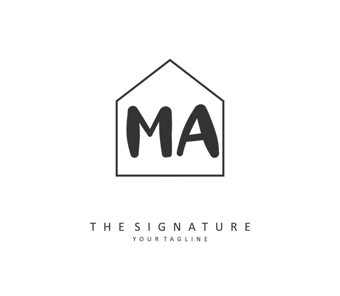 M A MA Initial letter handwriting and  signature logo. A concept handwriting initial logo with template element. vector