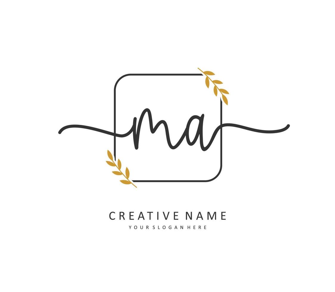 M A MA Initial letter handwriting and  signature logo. A concept handwriting initial logo with template element. vector