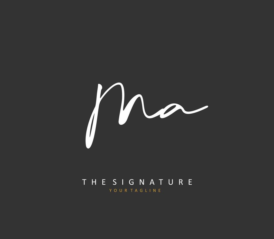M A MA Initial letter handwriting and  signature logo. A concept handwriting initial logo with template element. vector