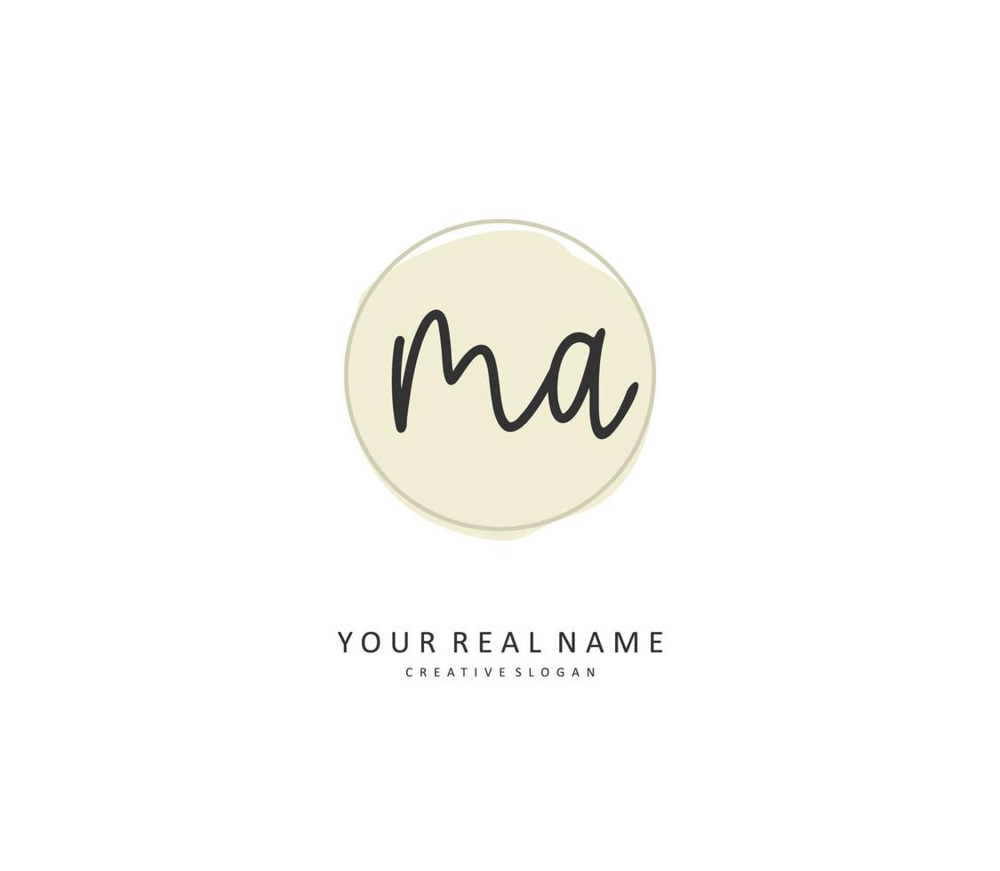 M A MA Initial letter handwriting and  signature logo. A concept handwriting initial logo with template element. vector
